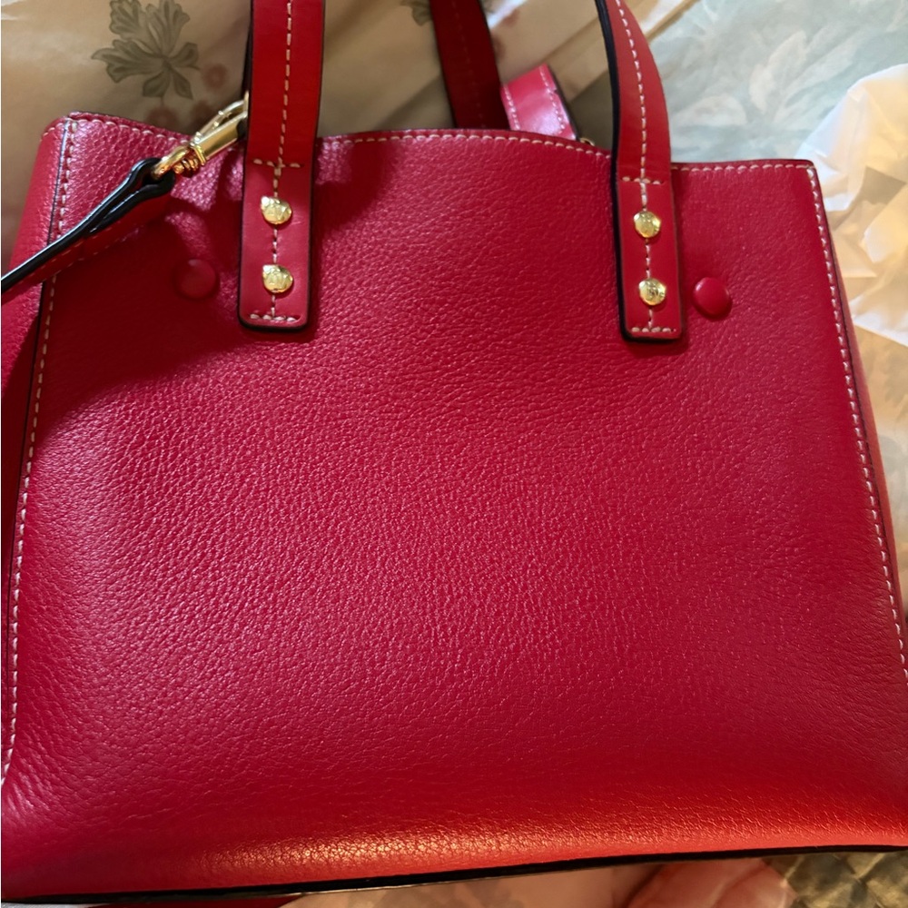 Frances Valentine Red Structured Tote/Crossbody Bag with Gold Hardware - Picture 6 of 7